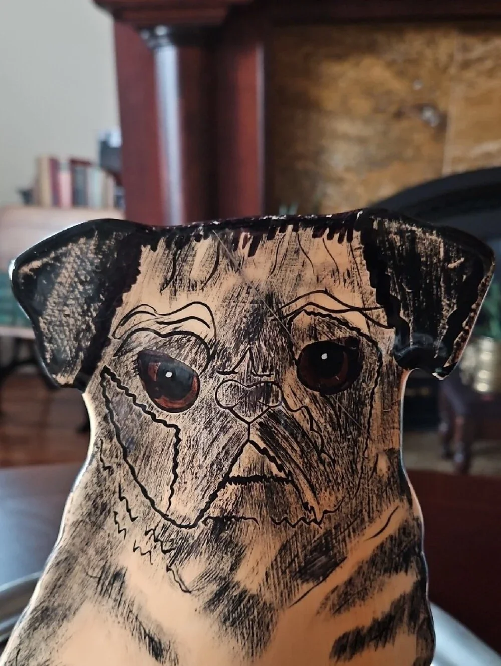 VTG Dogs by Nina Lyman Ceramic Pug Dog Figural Vase Planter Hand Painted